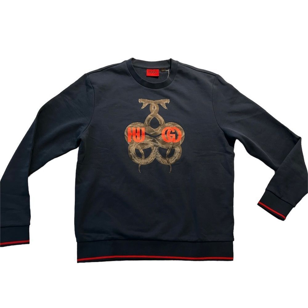 Hugo Boss Blue Sweater with Snakes (M)